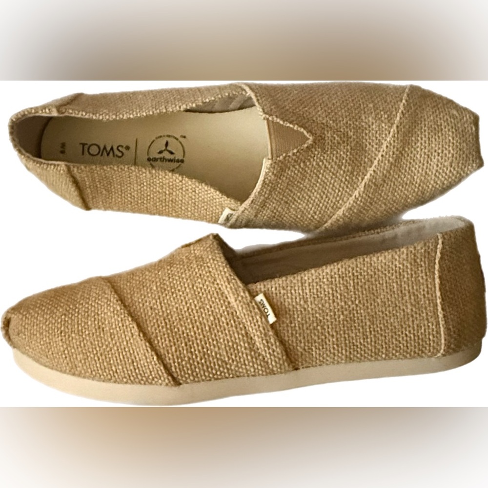 TOMS Earthwise Tan Slip-On Flats | Sustainable Casual Canvas Shoes - Picture 4 of 6